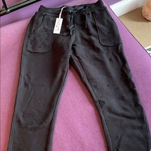 David Lerner ny black hemmed joggers